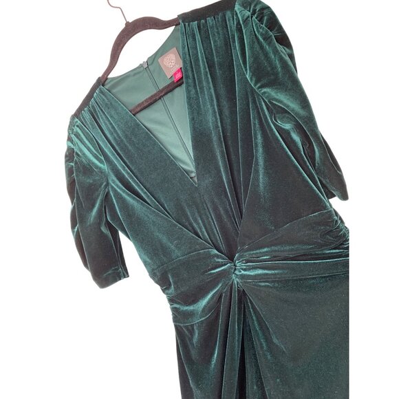 Vince Camuto Green Velvet V-Neck Wide Leg Jumpsuit Twist Front Size 12 - Picture 10 of 16